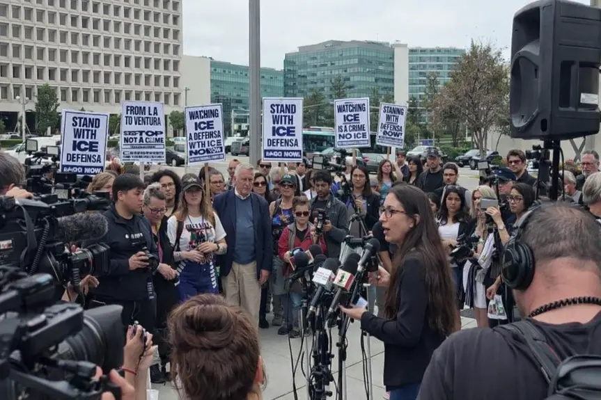 Activists Unite in Downtown LA to Protest Federal Actions Targeting Anti-ICE Organizers