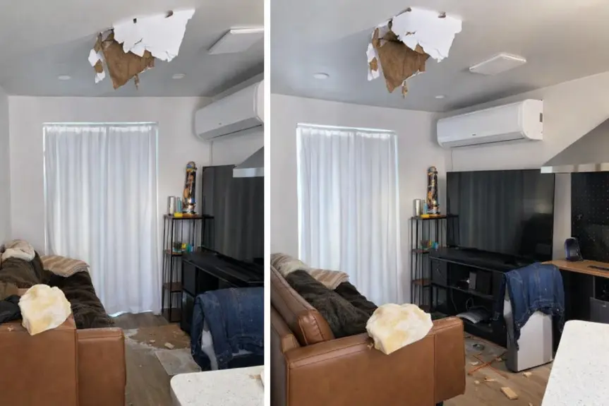 Bizarre Incident: Large Ice Chunk Falls Through Whittier Home's Roof