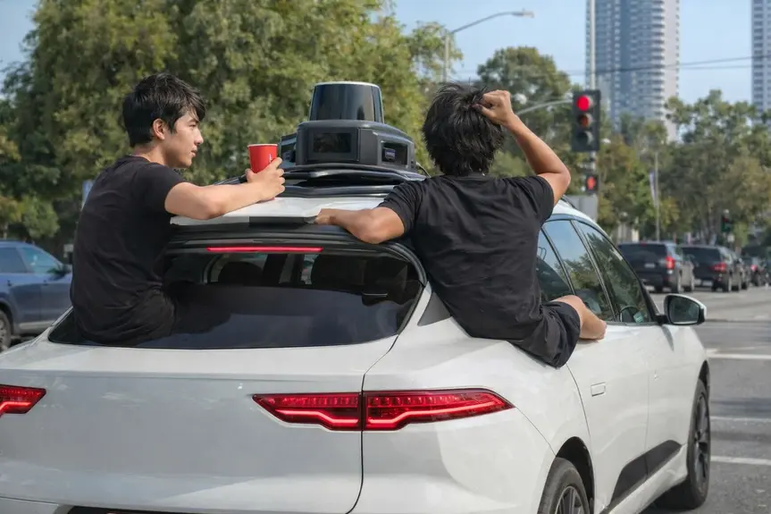 Boys Turn Waymo Ride Into a Window-Ledged Adventure in Santa Monica