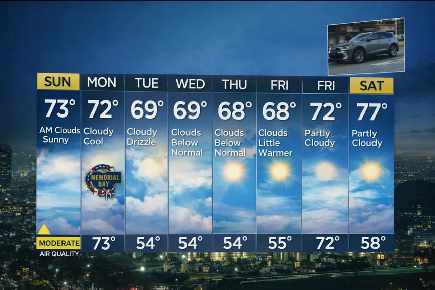 Cooler Weather and Cloudy Skies Set to Greet Southern California This Memorial Day Weekend