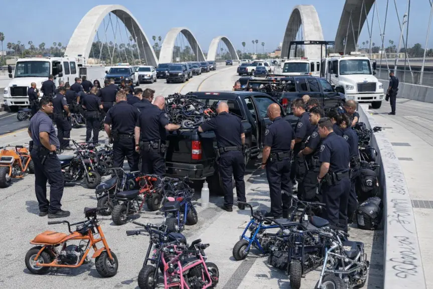 LAPD Takes Action Against Minibike Riders on 6th Street Bridge